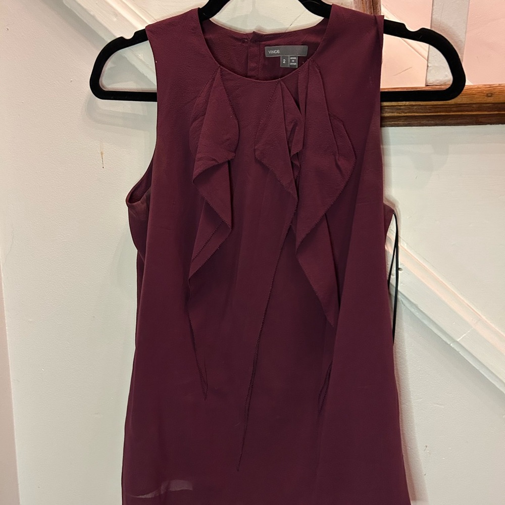Vince Deep Red Textured Top